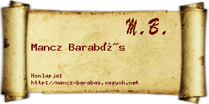 Mancz Barabás névjegykártya
